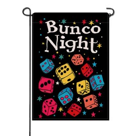 Artofy Bunco Night Small Decorative Garden Flag, Interests Game Dice Bingo Hobbies Leisure Activity Yard Lawn Outside Decor, Bunko Burlap Outdoor Home Decoration Double Sided 12 x 18