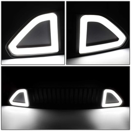 LED DRL Triangle Style Vertical Fence Front Upper+Lower Bumper Grille Compatible with Ford Mustang 15-17