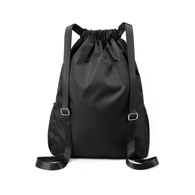 Waterproof Drawstring Backpack Workout Sports Duffle Bag Black