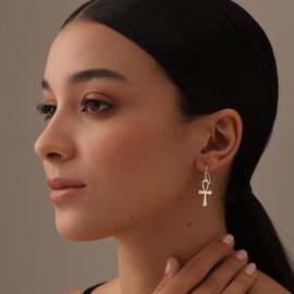 LeCalla 925 Sterling Silver Cross Dangle Earrings Lightweight Classic Cross Drop Earring for Women | Gift for Christmas Day 38MM