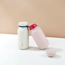 MOMO CONCEPT 01016-29301R Water Bottle, Vacuum Insulated, Lightweight, Rock Tumbler, 15.3 fl oz (440 ml), Cream White