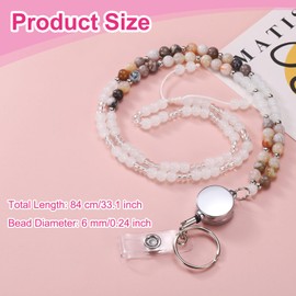 sourcing map Beaded Lanyards for ID Badges, 33.1" Teacher Lanyard ID Badge Lanyards with Clips for Women Beaded Lanyard Cute Teacher Gifts Chains Keychains, Coffee