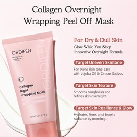 ORDIFEN ORDIFEN Collagen Overnight Peel Off Mask - Elasticity & Hydration Care, Reduces Sagging - Hydrolyzed Collagen For Glass Skin, 2.65oz.