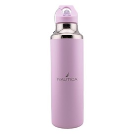 Nautica Insulated 21oz Sleek Stainless Steel Water Bottle with Flip Lid Straw, Leakproof, BPA-Free, Wide Mouth, Keeps Drinks Hot or Cold, Sports Bottle Ideal for Gym, Hiking and Travel (PASTEL PINK)
