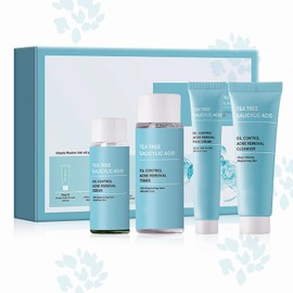 Skincare Set for Women,Skin Care Kit with Tea Tree Oil 4 Piece Skincare Gift Set with Cleanser,Toner,Serum and Face Cream Skin Care Sets for Women Oil Control and Moisturizing Skin