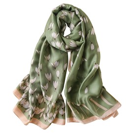 NUWEERIR Womens 100% Large Mulberry Silk Scarf Long Satin Scarf Fashion Designer Scarf Lightweight Wraps