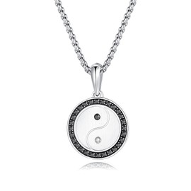 GAVU l Men's Yin Yang Necklace with Stainless Steel Box Chain, Cubic Zirconia, Cubic Zirconia