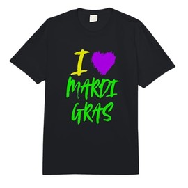 I Love Mardi Gras Purple Yellow Green New Orleans Louisiana Comfort Colors Adult Heavyweight T-Shirt