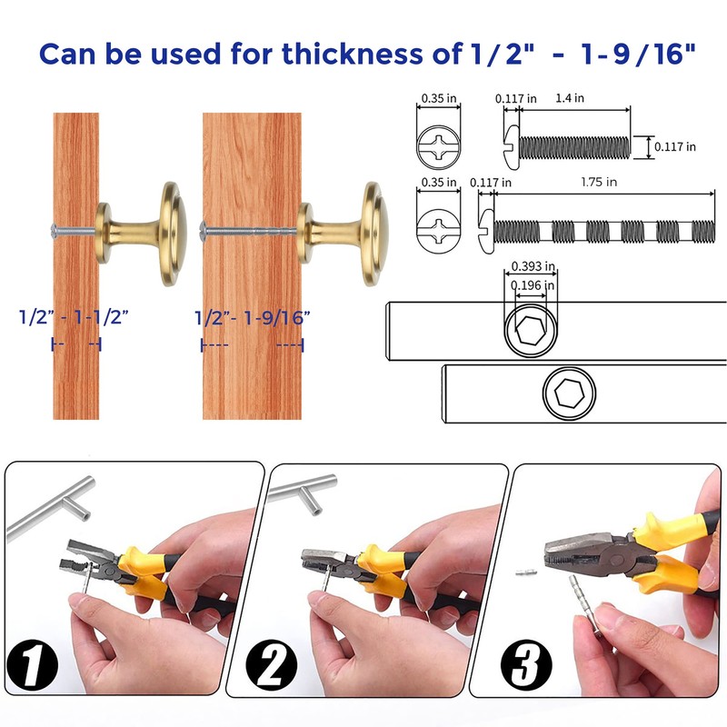Ravinte 30 Pack 1-1/4" Cabinet Handles Brushed Brass Kitchen Knobs