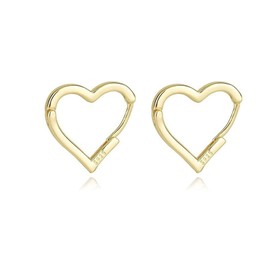 QLYOVWE Solid 925 Sterling Silver Heart Hoop Earrings for Women Minimalist Hoop Earrings Sweet Love Heart Earrings Tiny Heart Hoop Earrings Helix Cartilage Hoops, Silver, unkown