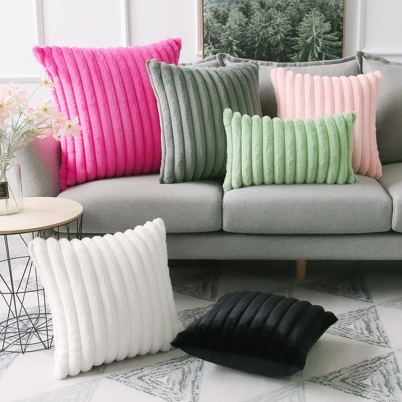 Soleebee Plush Velvet Cushion Covers, Set of 2, Soft Artificial