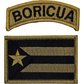 Puerto Rico Flag Boricua Tab Rocker Morale Patch - 2PC Bundle  -3.0 inch HOOK