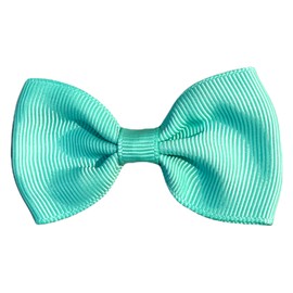Turquoise Hair Bows Clips Slides Grips 2.7" inch Soft Ribbon Small Straight School Hairbows for Girls 10pcs