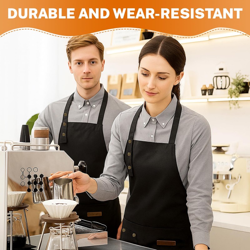 Lotnery Professional Adjustable Black Apron with 2 Pockets | Heavy