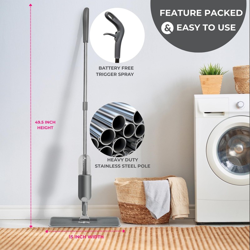 True & Tidy® SPRAY-250 Multi-Surface Spray Mop with Refillable Water