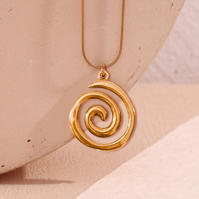 WOFALO store 2 PCS Spiral Gold and Silver Swirl Necklace