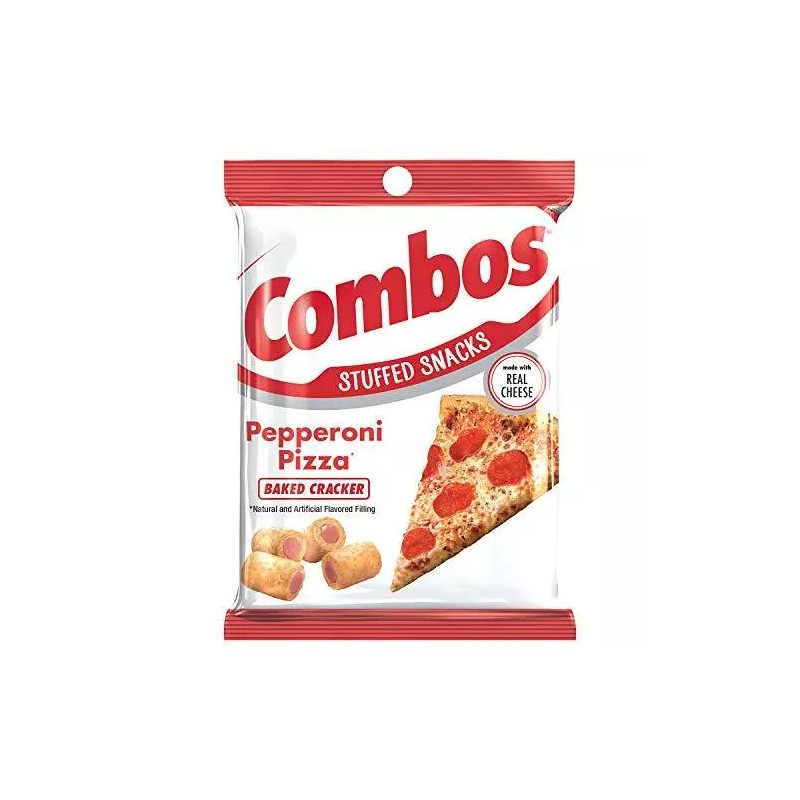 COMBOS Pepperoni Pizza Cracker Baked Snacks 6.3-Ounce Bag [6-Bags]