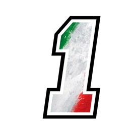 GamesMonkey® - Number Sticker - 4 inches - 5 inches - 6 inches - Race Cross Track Car Motorcycle Stickers - Italian Flag (1, 4 inch)
