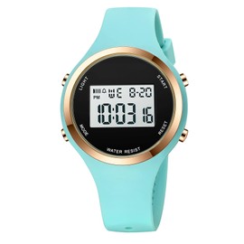 XCZAP Outdoor Sport Watches Alarm Clock 5Bar Waterproof LED Digital Watch（Lake Green）, 2023090703