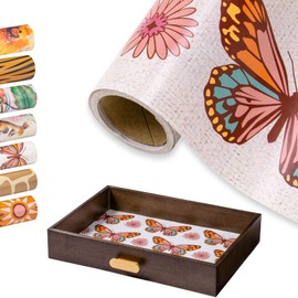 WRAPAHOLIC Paper Drawer Liners - 14 Inch X 16.5 Feet - Non-Adhesive for Home Closet Shelves, Table Runner, Gift Wrap - Butterfly and Daisy
