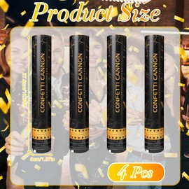 Mineup 4 x Confetti Cannons, 3-5 Metre Wedding Confetti Cannon, 30 cm Party Popper, Confetti Shooter, Confetti Cannons, Gold for Birthdays, Weddings, Carnival Party (Gold)