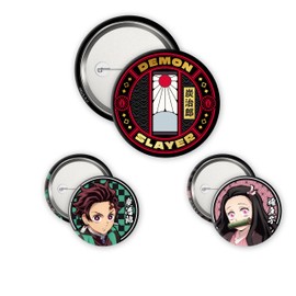 ABYstyle - DEMON SLAYER Tanjiro & Nezuko S2 Badge Pack, Dimensions : 1 badge de 5 cm, 2 badges de 3,2 cm, Metal