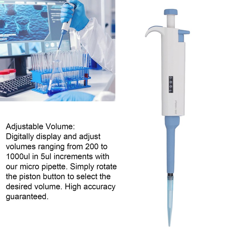 200 to 1000ul Digital Pipette High Accuracy Large Capacity Suction