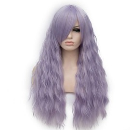 27 inches Purple Long Fashion Wavy side Parting Synthetic Wig Natural fluffy cosplay Christmas Party Daily Wear Wigs for Women with Free Wig Cap