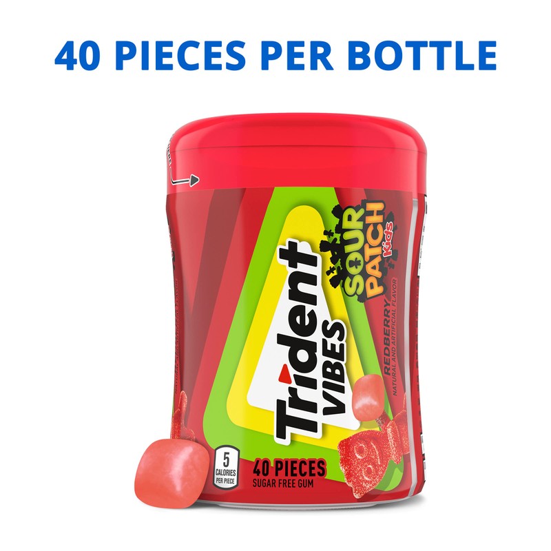 Trident Vibes SOUR PATCH KIDS Redberry Sugar-Free Chewing Gum, 40