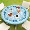 Round Tablecloth Fitted Elastic Table Cover Waterproof Table Cloth for