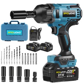 SPICIMOMO 1200N.M Impact Wrench, Cordless 1/2 Inches Impact Gun with 2x 4.0Ah Batteries, 21V High Torque Powerful Impact Driver, Brushless Impact Drill for Auto Repair and Construction Tasks