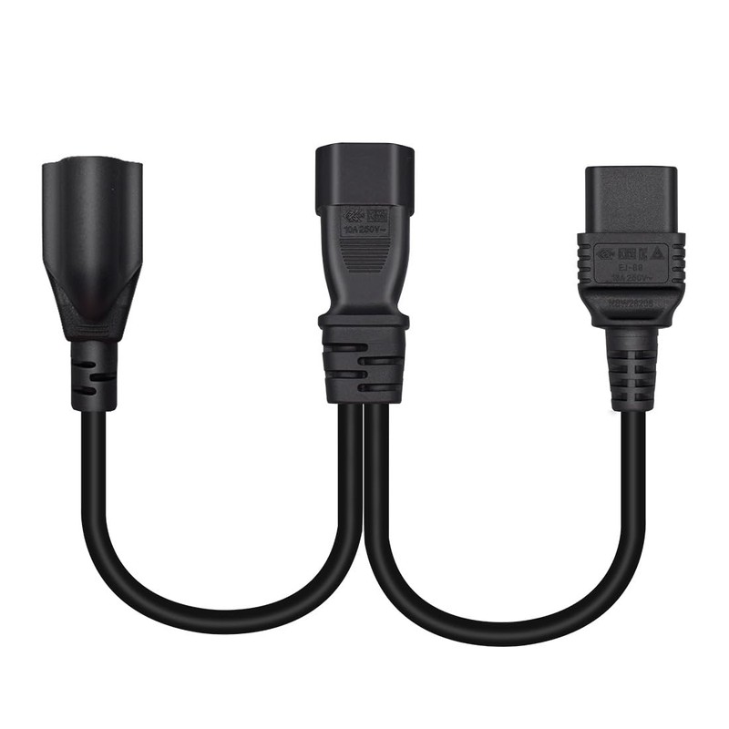 JORINDO 0.32M/1FT C14 to C19+5-15R Y Splitter Power Plug Cord，C14