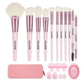 MAANGE 21 Pcs Professional Makeup Brush Set Premium Synthetic Make Up Brushes - Pink