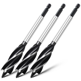 3-Piece Wood Drill Bit 18 mm x 165 mm Hex Shank Auger Drill Bit for Softwood and Hardwood Plastic Drywall and Composites