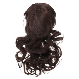 TOVINANNA Long Brown Wavy Wig with Highlights for Women Natural Synthetic Hair Wig with Bangs Heat Resistant Fiber Elegant Daily Wear and Party Hairstyle