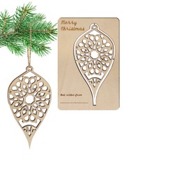 Lukata Premium Wooden Card with Pop-Out Winter Drop & Envelope, Merry Christmas Card For Friends & Family, Hanging tree decorations, Linen Thread