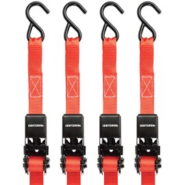 CRAFTSMAN CMXAZBS9004 Black/Red 1" x 10' Ratchet Tie Down Straps - Light-Weight Duty (900 Lb Break Strength), 4 Pack