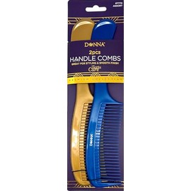 DONNA PREMIUM PEARL COMBO Handle 2pcs COMBS Great for All Hair Type, Hair Styling Comb for Women, Men and Salon Khaki, Blue