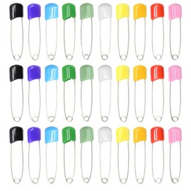 CEEYSEE 50 Pieces Safety Pins Diaper Pin 2.12 Inch Stainless Steel Nappy Pins Plastic Head Baby Safety Pins Colour Safe Locking Closures for Cloth Diapers (ET/Colour)