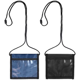 Pack of 2 Children's Wallets, Neck Pouch, 11 x 13 cm, Chest Bag, Shoulder Bag, Travel Purse for Cashier, Bus Card, Student ID, Blue, Black, black, Fashion