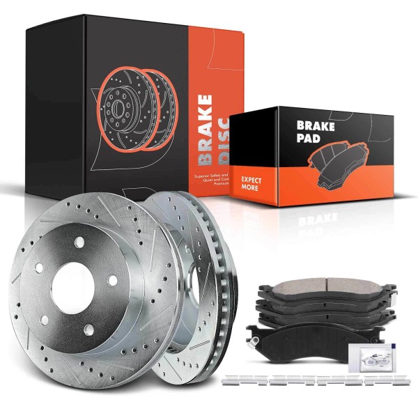 Unbranded Drilled Rotors & Ceramic Brake Pads for Dodge Ram