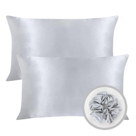 Satin Cushion Cover 40 x 80 cm (Set of 2) - Navy Blue Satin Pillowcases with Envelope Closure, Super Soft Satin Pillowcase 40 x 80 cm, Pillow Slip, Grey Cushion Covers Soft, Colourfast, Hypoallergenic