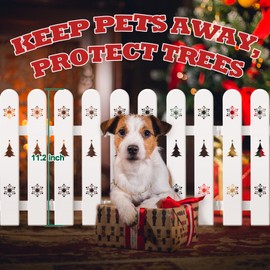 Christmas Tree Fence Barrier for Pets & Kids - 24Pcs White Picket Fence Gate Around Christmas Tree for Cats Small Dogs Baby Toddler Proof-Thick Plastic Christmas Tree Protector&Blocker