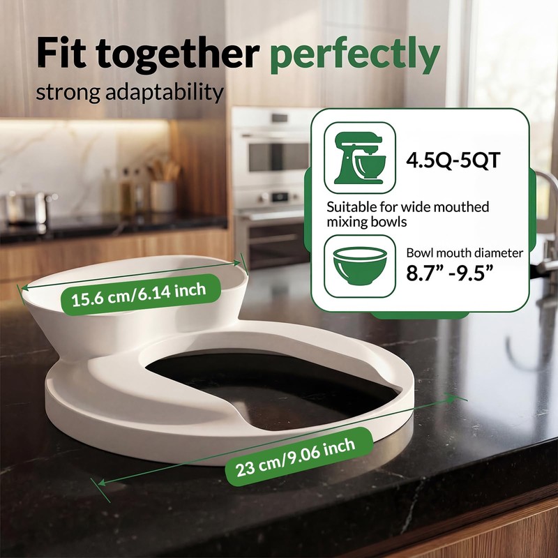 Silicone Pouring Shield for KitchenAid 4.5-5 qt Tilt-Head Mixers, White