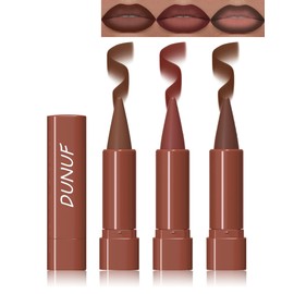 3 Colors Nude Matte Gradient Lipstick and Lip Liner Set, High Pigmented Velvet Smooth Red Lip Crayon Liner Makeup Pen, Women Long Lasting Smudge Proof Brown Lipstick and Lip Liners Combo,01+03+05