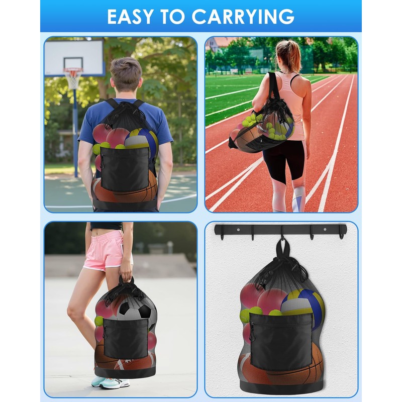 BROTOU Soccer Ball Bag with Double Shoulder Strap Large Mesh