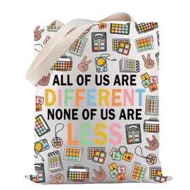 PWHAOO Disability Awareness Gift All Of Us Are Different None Of Us Are Less Tote Bag Accessibility Inclusion Matters Gift, Different None of Us Tote