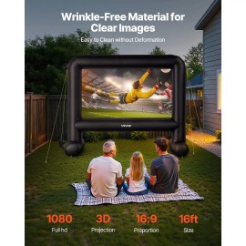16FT Portable Inflatable Movie Screen with Easy Set Outdoor Projection 16:9 Home Theater for Backyard Party Includes Storage BagProduct Type: Foot Type, Product Size: 16 ft