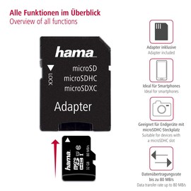 microSDHC 32GB Class 10 UHS-I 80MB/s + Adapter/Mobile