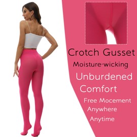 MANZI Womens 70D Coloured Tights Microfibre Soft Fashion Opaque Tights Fuchsia,XL